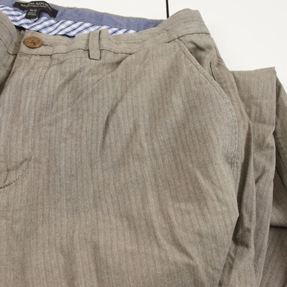 Banana Republic Kentfield Straight Fit Pant Harringbone Gray Pants Mens 36 x 32